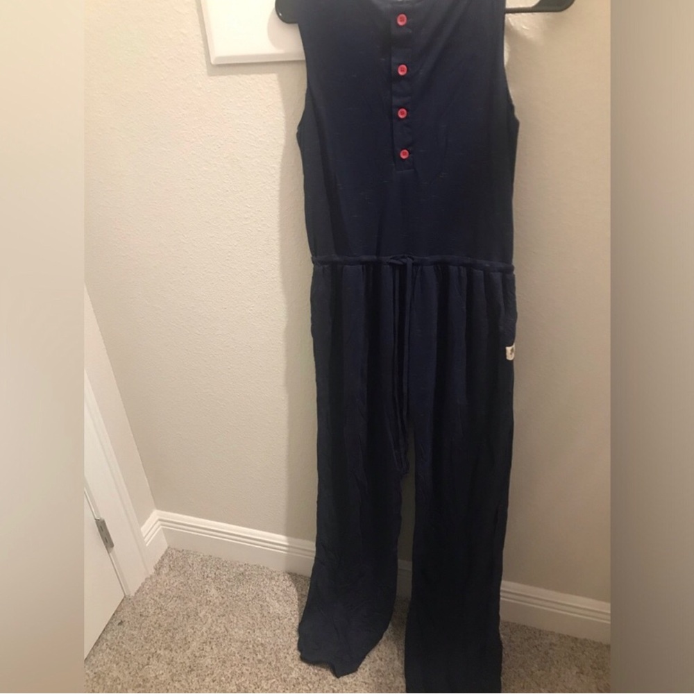 Girls designer Sleeveless Navy Jumpsuit with Button Detail NWT
